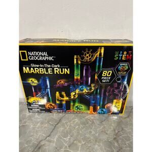 Glowing Marble Run with 15 Glow in The Dark Glass Marbles & Storage Bag